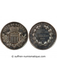 ECOLE DES BEAUX ARTS DE RENNES, PRIX D'EXCELLENCE - MEDAILLE ARGENT 1891 - ATTRIBUE À E. COURSEL