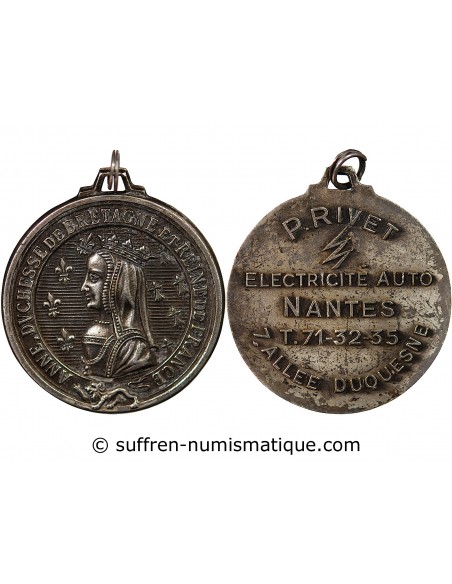 ETS. P. RIVET, ELECTRICITE AUTO, NANTES - MEDAILLE ARGENT - ANNE DE BRETAGNE