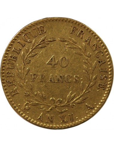 BONAPARTE Ier CONSUL﻿ - 40 FRANCS OR AN XI A PARIS﻿﻿
