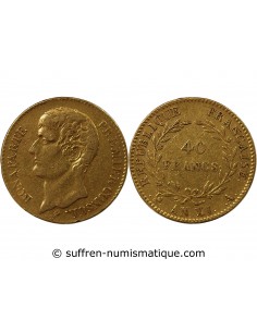 BONAPARTE Ier CONSUL﻿ - 40 FRANCS OR AN XI A PARIS﻿﻿