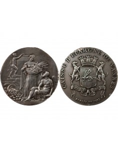 CAISSE D'EPARGNE DE VANNES - JETON ARGENT - POINCON CORNE (après 1879) 2