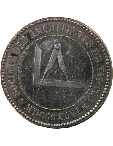 SOCIETE DES ARCHITECTES DE NANTES, PHILIBERT DELORME - JETON ARGENT 1846 - POINCON ABEILLE (1860-1879)