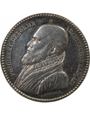 SOCIETE DES ARCHITECTES DE NANTES, PHILIBERT DELORME - JETON ARGENT 1846 - POINCON ABEILLE (1860-1879)