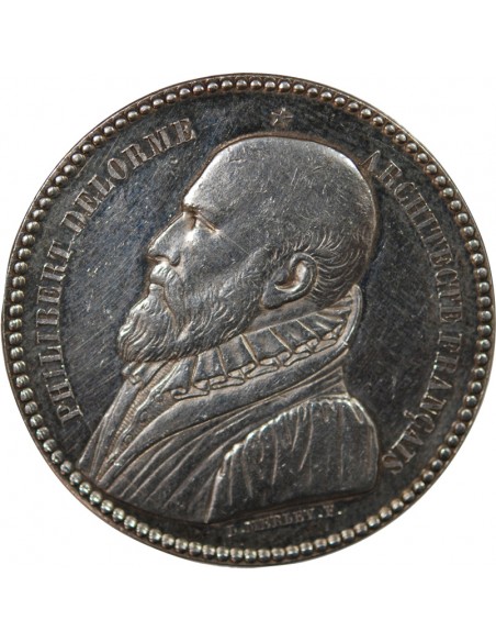 SOCIETE DES ARCHITECTES DE NANTES, PHILIBERT DELORME - JETON ARGENT 1846 - POINCON ABEILLE (1860-1879)