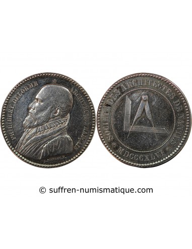 SOCIETE DES ARCHITECTES DE NANTES, PHILIBERT DELORME - JETON ARGENT 1846 - POINCON ABEILLE (1860-1879)