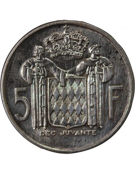 MONACO, RAINIER III - 5 FRANCS ARGENT 1966