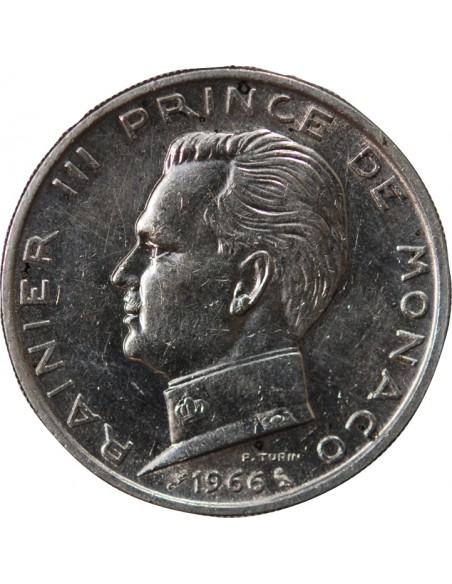 MONACO, RAINIER III - 5 FRANCS ARGENT 1966