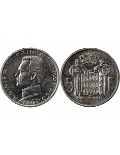 MONACO, RAINIER III - 5 FRANCS ARGENT 1966 2
