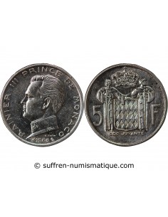 MONACO, RAINIER III - 5 FRANCS ARGENT 1966
