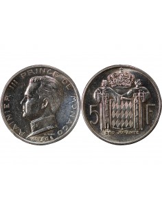 MONACO, RAINIER III - 5 FRANCS ARGENT 1966 2
