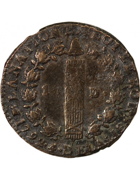 LOUIS XVI, CONSTITUTION - 12 DENIERS 1792 T NANTES