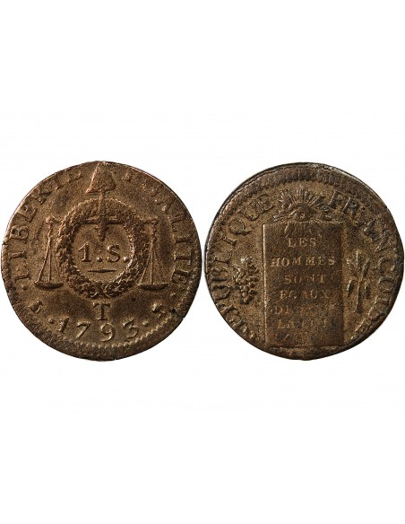 LOUIS XVI, CONSTITUTION - SOL AUX BALANCES - 1793, T NANTES