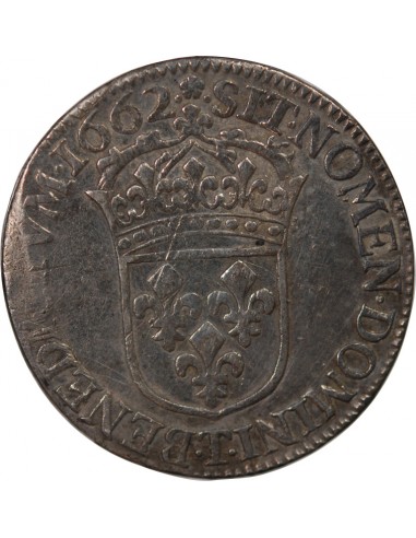 LOUIS XIV - 1/2 ECU AU BUSTE JUVENILE 1662 T NANTES