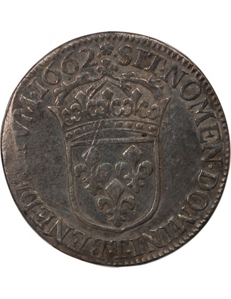 LOUIS XIV - 1/2 ECU AU BUSTE JUVENILE 1662 T NANTES