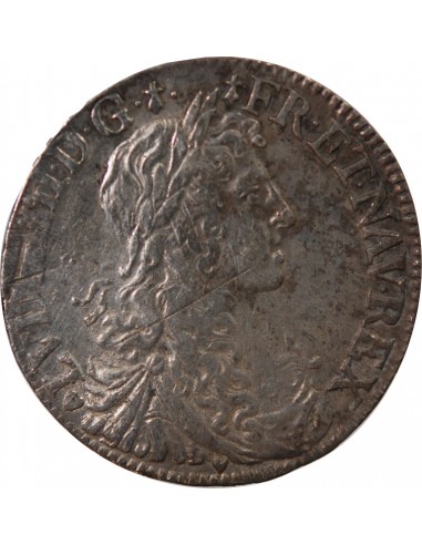 LOUIS XIV - 1/2 ECU AU BUSTE JUVENILE 1662 T NANTES