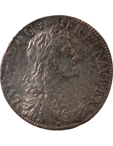 LOUIS XIV - 1/2 ECU AU BUSTE JUVENILE 1662 T NANTES