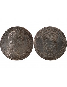 LOUIS XIV - 1/2 ECU AU BUSTE JUVENILE 1662 T NANTES 2