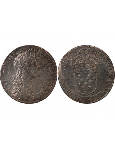 LOUIS XIV - 1/2 ECU AU BUSTE JUVENILE 1662 T NANTES