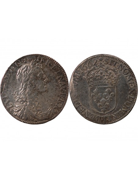 LOUIS XIV - 1/2 ECU AU BUSTE JUVENILE 1662 T NANTES