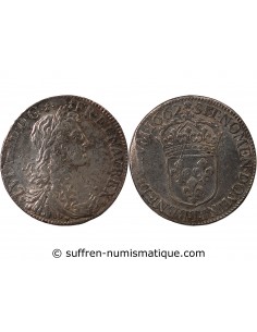 LOUIS XIV - 1/2 ECU AU BUSTE JUVENILE 1662 T NANTES