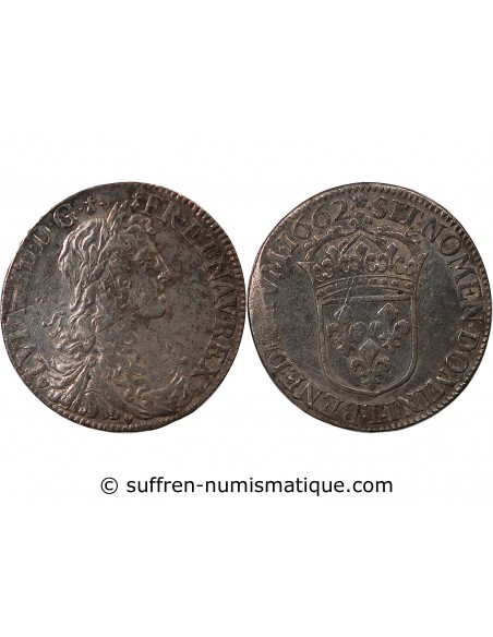 LOUIS XIV - 1/2 ECU AU BUSTE JUVENILE 1662 T NANTES