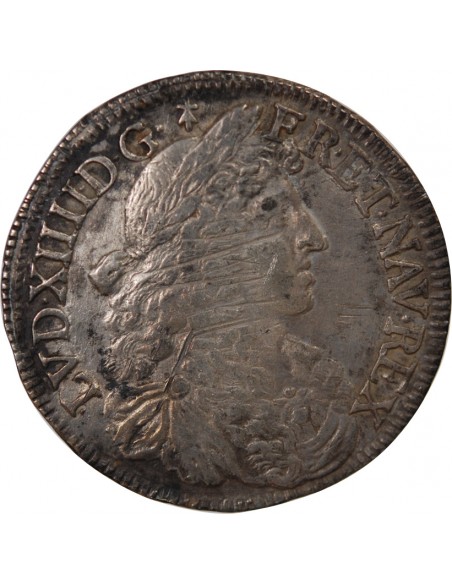 LOUIS XIV - 1/2 ECU AU BUSTE JUVENILE 1670 9 RENNES