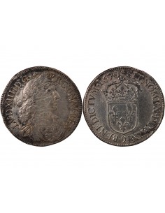 LOUIS XIV - 1/2 ECU AU BUSTE JUVENILE 1670 9 RENNES 2