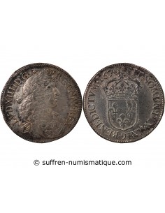 LOUIS XIV - 1/2 ECU AU BUSTE JUVENILE 1670 9 RENNES
