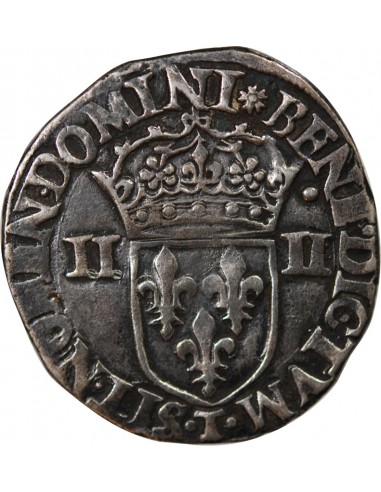 HENRI III - 1/4 ECU ARGENT 1589 T NANTES