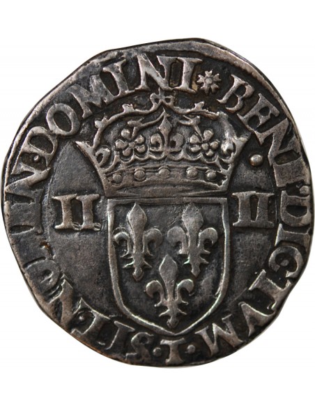 HENRI III - 1/4 ECU ARGENT 1589 T NANTES