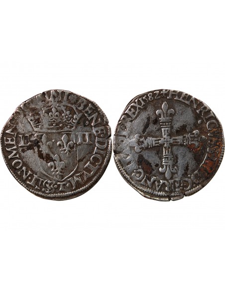 HENRI III - 1/4 ECU ARGENT 1582 T NANTES