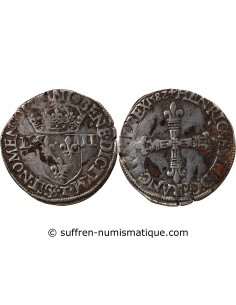 HENRI III - 1/4 ECU ARGENT 1582 T NANTES