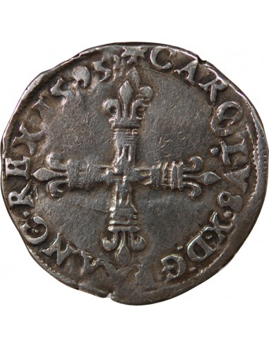 CHARLES X, CARDINAL DE BOURBON - 1/4 ECU ARGENT 1595 T NANTES