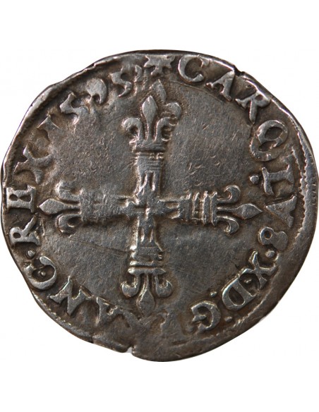 CHARLES X, CARDINAL DE BOURBON - 1/4 ECU ARGENT 1595 T NANTES