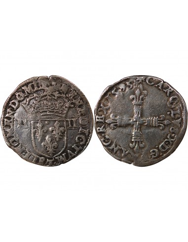 CHARLES X, CARDINAL DE BOURBON - 1/4 ECU ARGENT 1595 T NANTES