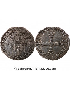 CHARLES X, CARDINAL DE BOURBON - 1/4 ECU ARGENT 1595 T NANTES