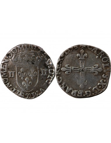 CHARLES X, CARDINAL DE BOURBON - 1/4 ECU ARGENT 1596 99 DINAN