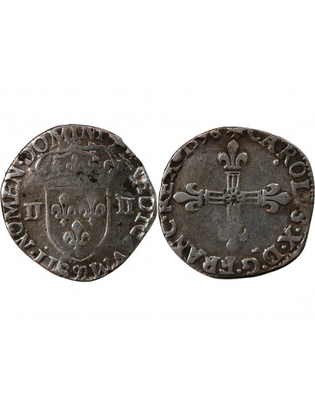 CHARLES X, CARDINAL DE BOURBON - 1/4 ECU ARGENT 1596 99 DINAN