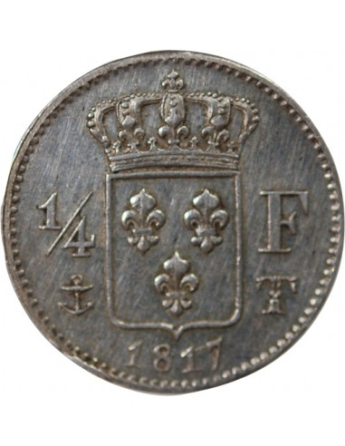 LOUIS XVIII - 1/4 FRANC ARGENT 1817 T NANTES - R2