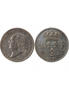 LOUIS XVIII - 1/4 FRANC ARGENT 1817 T NANTES - R2 2