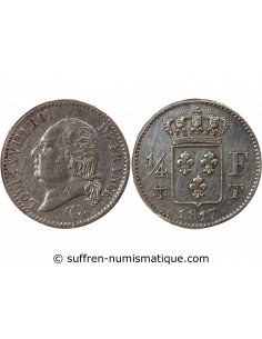 LOUIS XVIII - 1/4 FRANC ARGENT 1817 T NANTES - R2