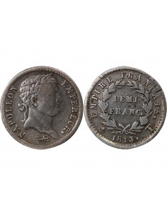 NAPOLEON Ier - 1/2 FRANC ARGENT 1813 T NANTES 2