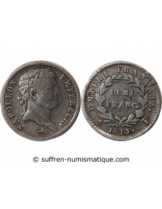 NAPOLEON Ier - 1/2 FRANC ARGENT 1813 T NANTES