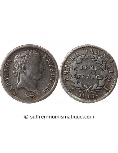 NAPOLEON Ier - 1/2 FRANC ARGENT 1813 T NANTES