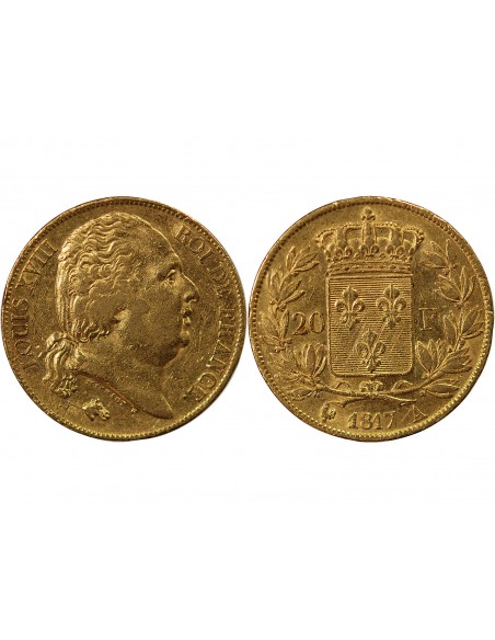 LOUIS XVIII - 20 FRANCS OR 1817 A PARIS