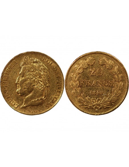 LOUIS PHILIPPE﻿ - 20 FRANCS OR 1840 A PARIS