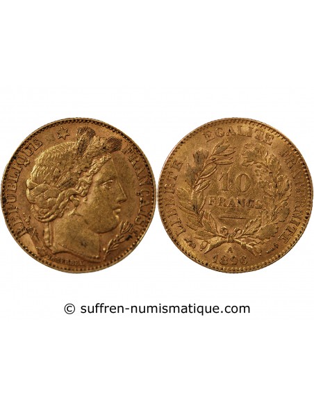 IIIe REPUBLIQUE, CERES ﻿- 10 FRANCS OR 1896 A PARIS﻿
