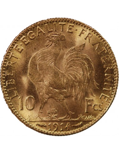 MARIANNE, COQ - 10 FRANCS OR 1914