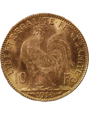 MARIANNE, COQ - 10 FRANCS OR 1914