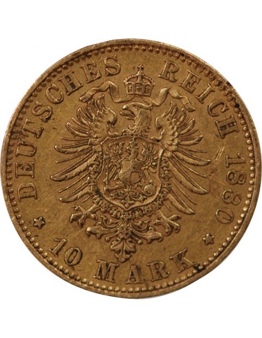 ALLEMAGNE, WURTTEMBERG, WILHELM II - 10 MARK OR 1893 F